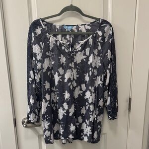 Penmans Floral Rayon Blend Lace Detail Women's Summer Garden Party Boho Blouse